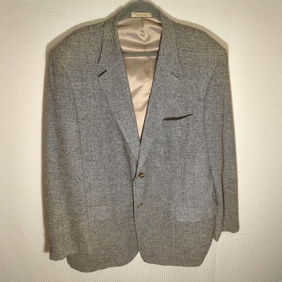 TravelSmith 46R Blazer Men's Sport Coat Gray Check 2 Button Made Philippines - Picture 1 of 8